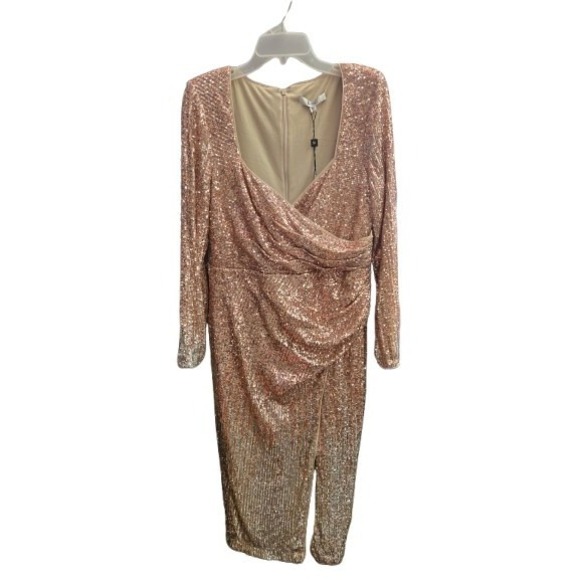 Women's Badgley Mischka Rose Gold And Silver   Dress Sz 14 Has a sewable tear. - Picture 1 of 5